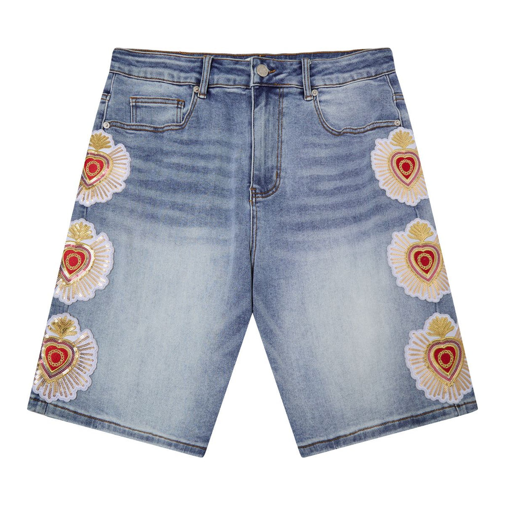 Almost Sunday Sacred Heart Denim Shorts