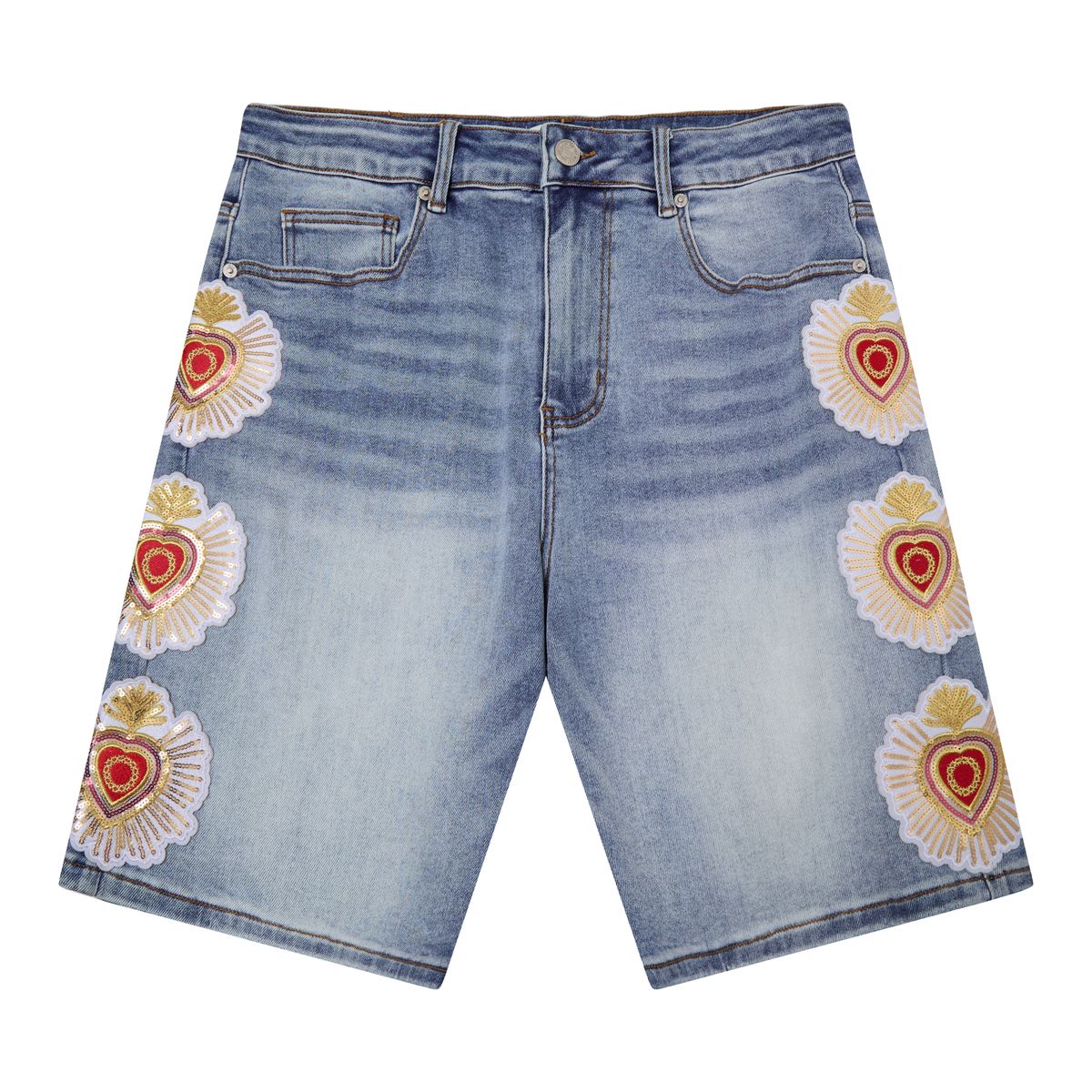 Almost Sunday Sacred Heart Denim Shorts