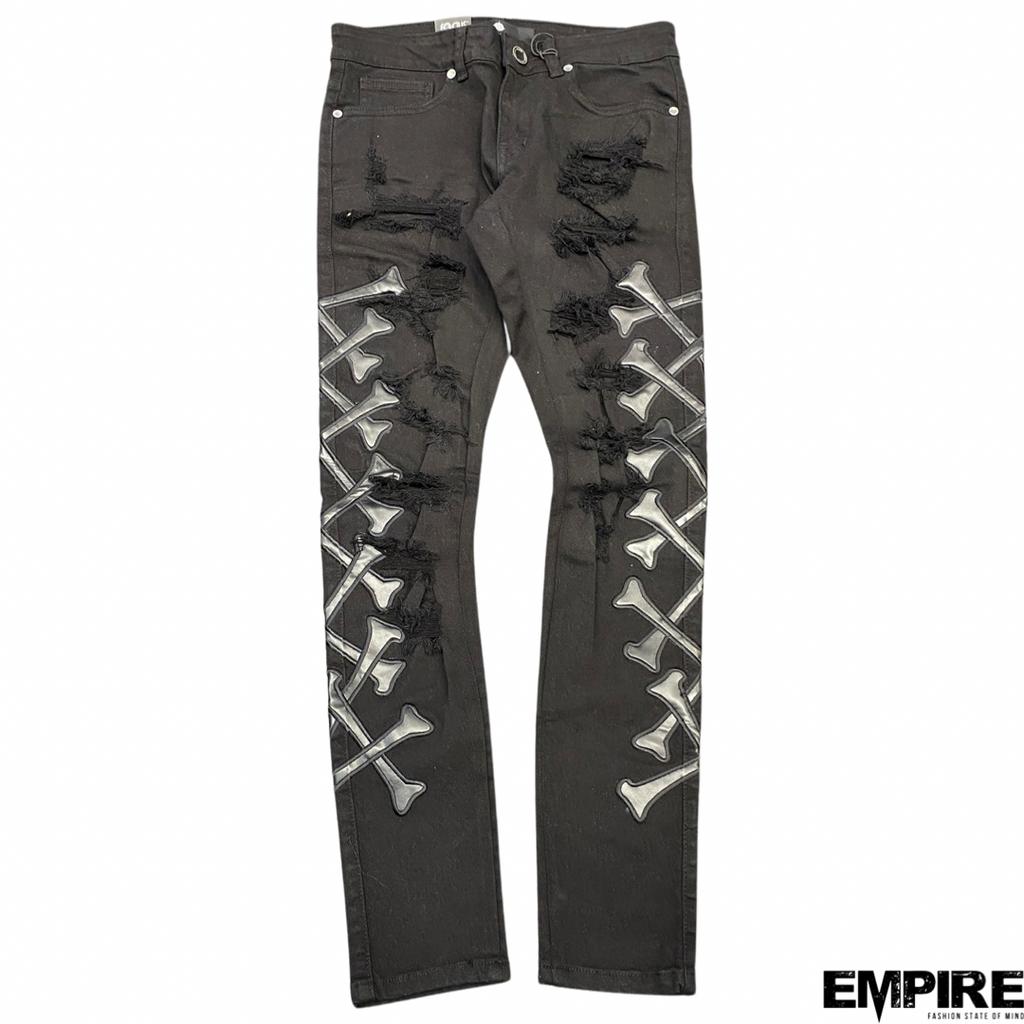 Focus Applique Bone Denim