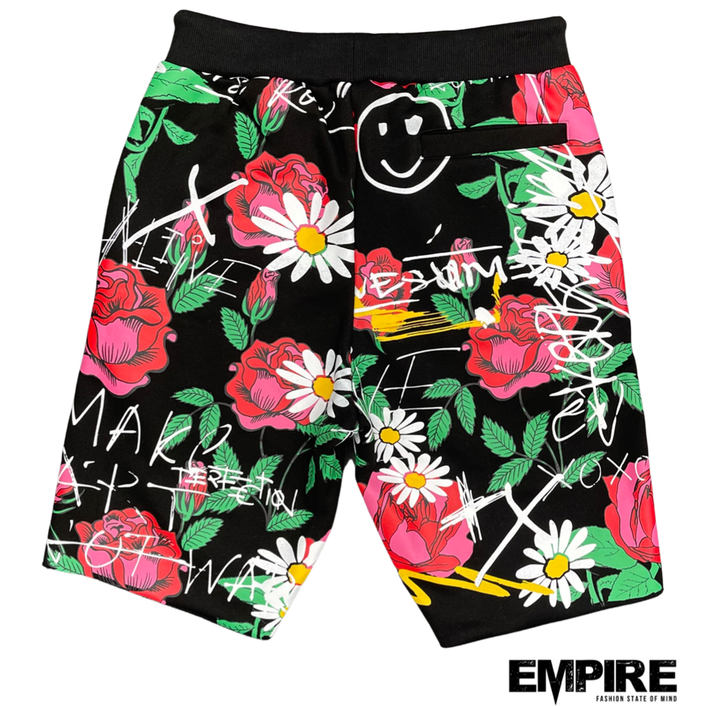 First Row Allover Rose Print Shorts